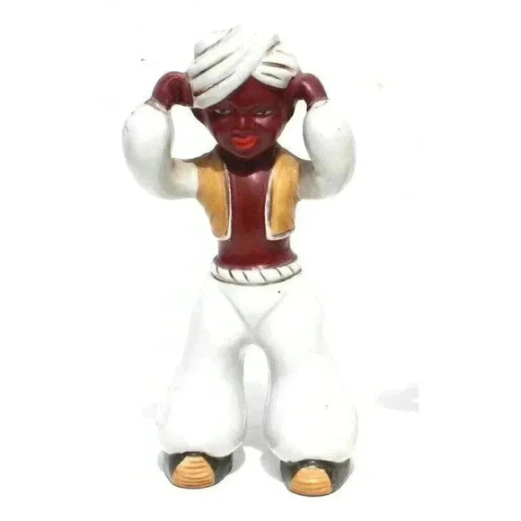 Vtg Terracotta Hand Painted Porcelain Figure Moroccan  Vtg Terracotta Hand Painted Porcelain Figure Moroccan Egyptian Man